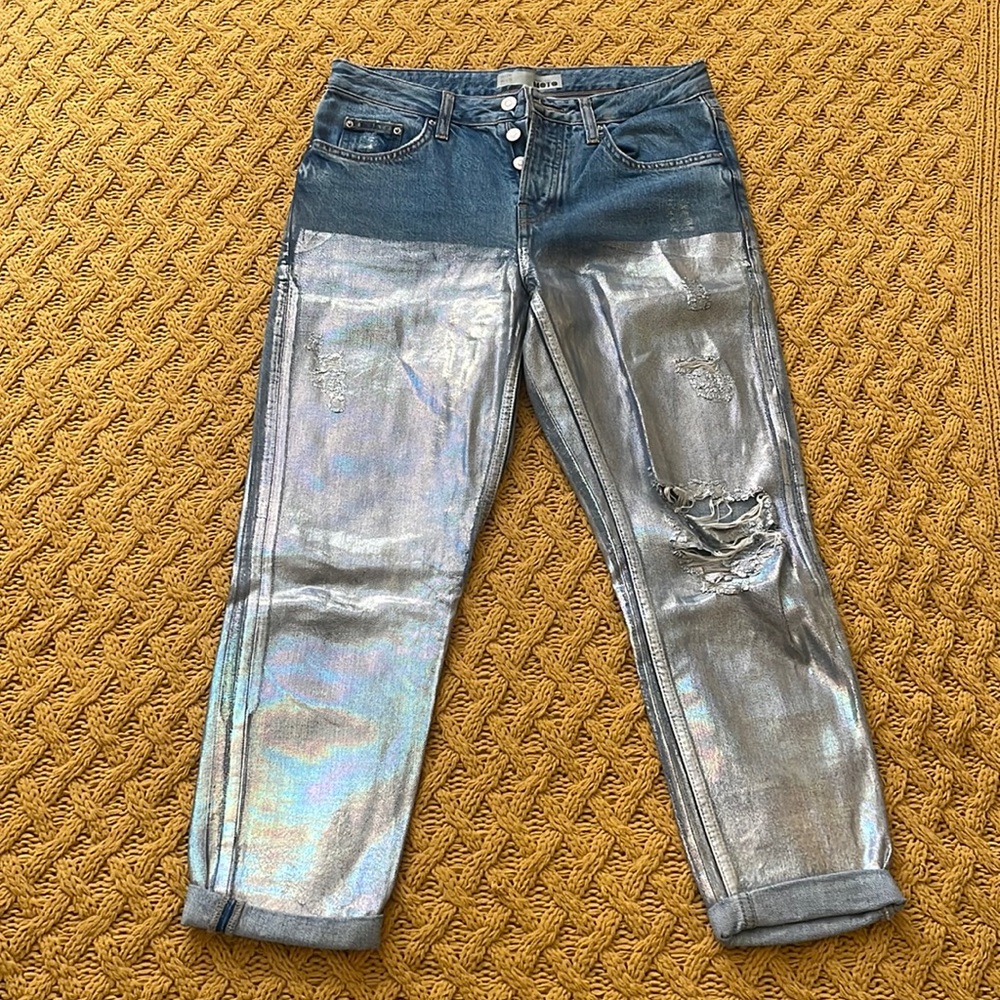 Mid Rise Silver Denim jeans